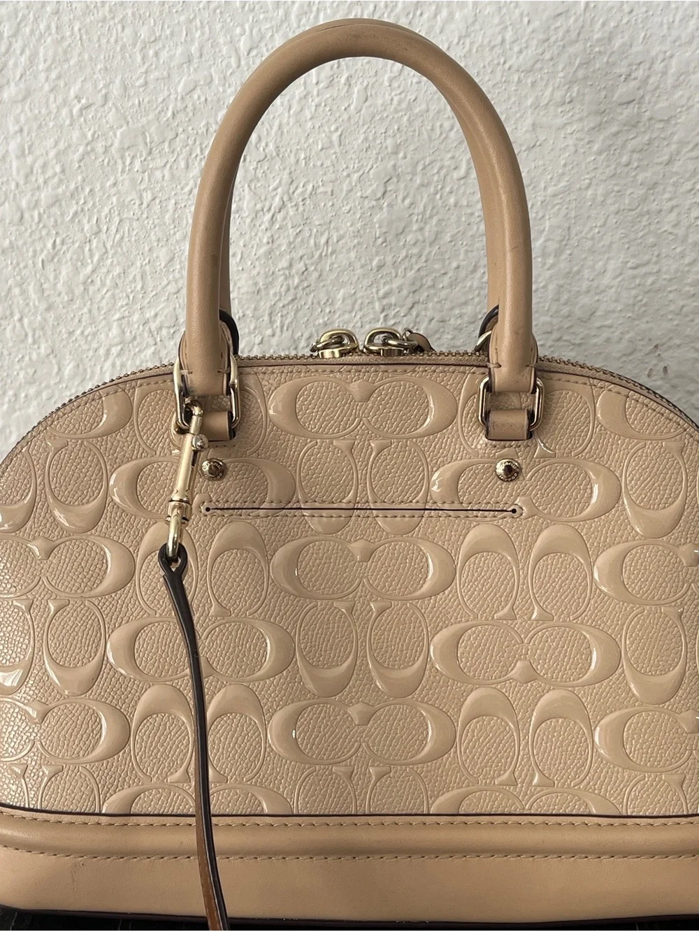 Coach Dome Satchel in Nude Beige Patent Leather